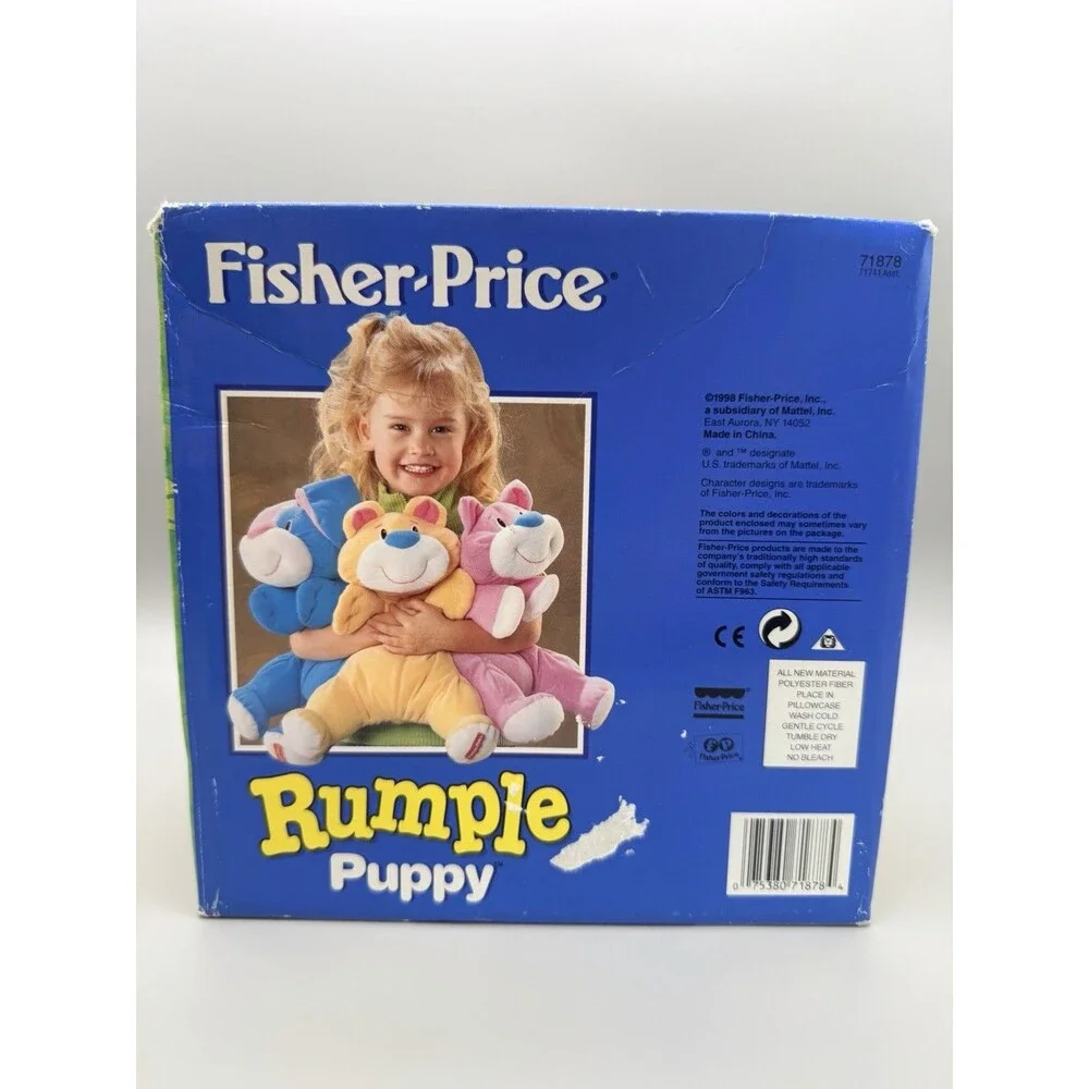 VTG 1998 Fisher Price Rumple Puppy Dog Stuffed Plush Floppy Toy RARE NIB 14